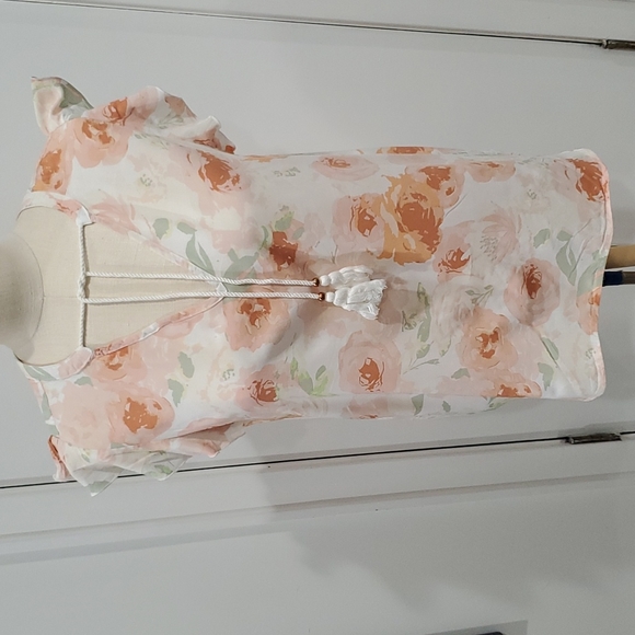 NEW Harvé Benard Ruffles Sleeves Floral Punk Top Sz Large - Picture 1 of 8